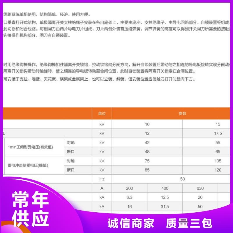 单极隔离开关GW9-10KV/1000生产厂家附近供应商